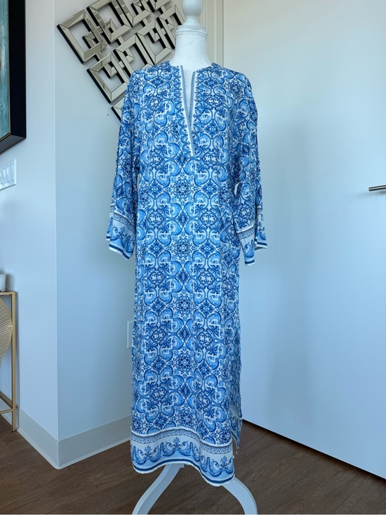 H&M Dresses & Skirts - H&M Blue and White Printed V-Neck Midi Dress
